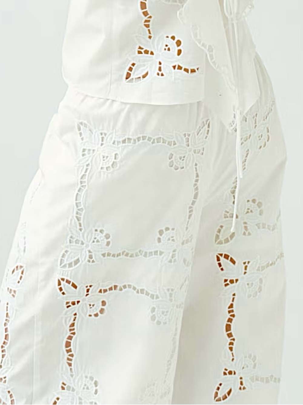 H&M NWT WHITE BRODERIE ANGLAISE BALLOON TROUSERS SIZE SMALL - Picture 4 of 5